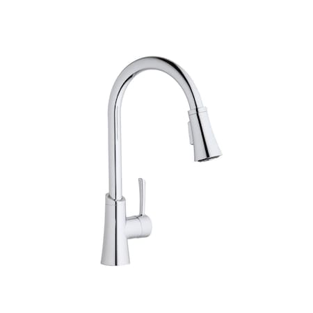 Elkay Gourmet Single Hole Kitchen Faucet With Pull-Down Spray And Forward Only Lever Handle Chrome LKGT3031CR
